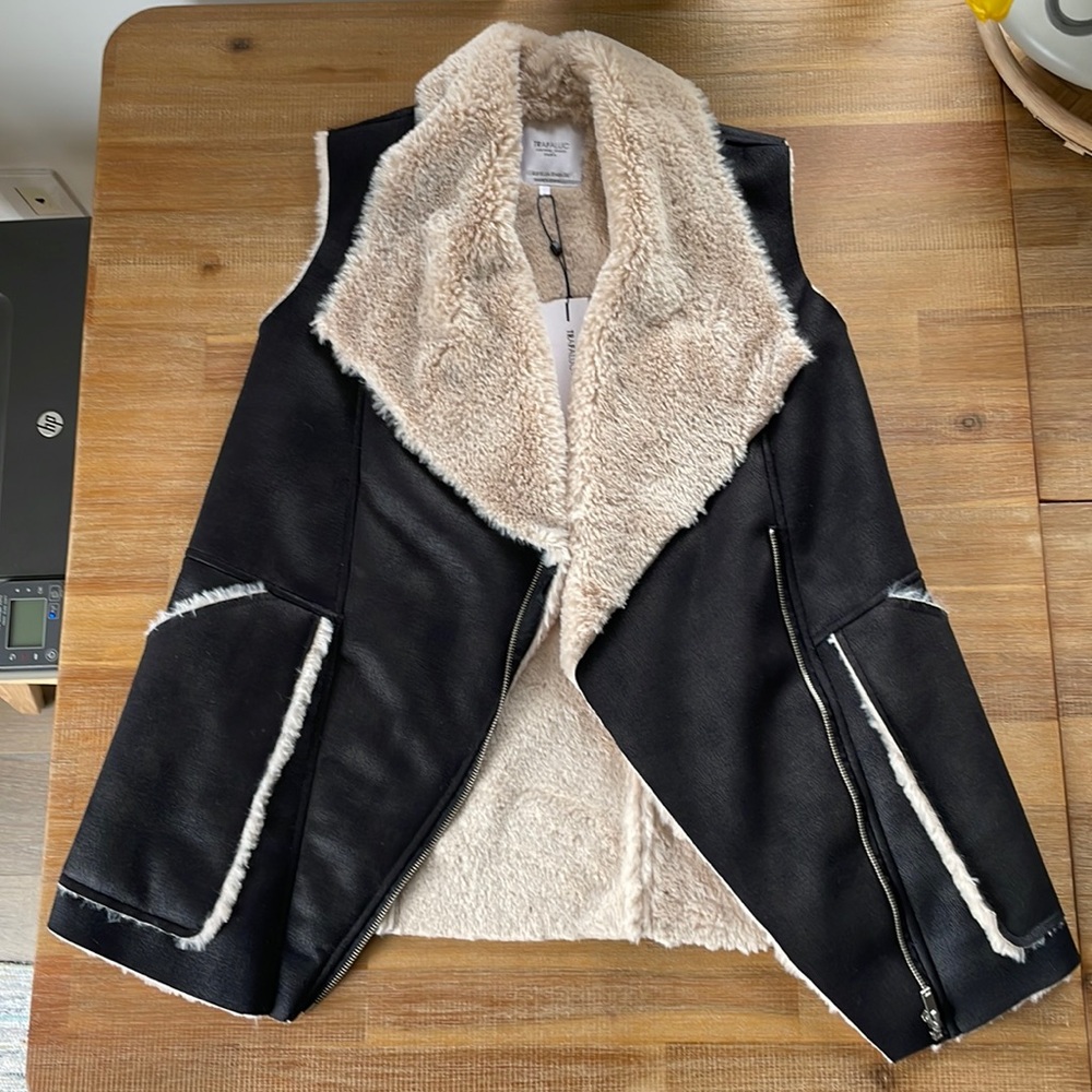 Zara faux fur lined draped vest